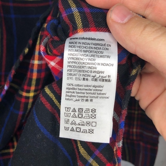 Calvin Klein Jeans Plaid Button-Down Top Sz Lg - Picture 4 of 5